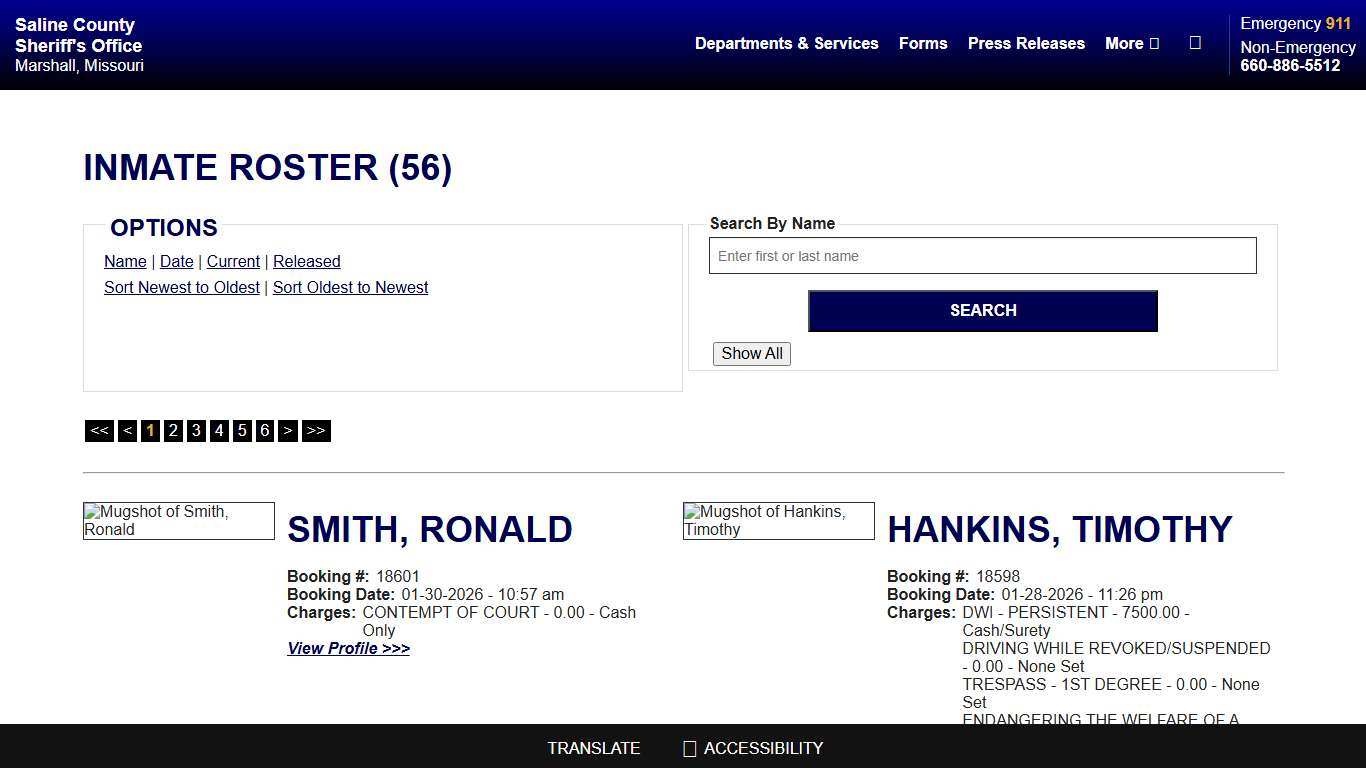 Inmate Roster - Current Inmates Booking Date Descending - Saline County Sheriff MO